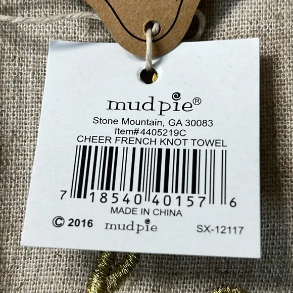 MUDPIE Set 2 Holiday Hand Towels NEW Linen Embroidery FrenchKnot Cheer Christmas - Picture 7 of 13